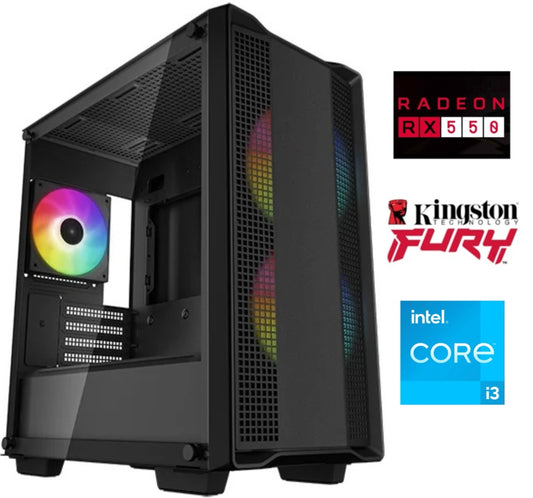 Equipo Gamer Core i3 10100F, 8GB, SSD 480 GB, RX550 4GB